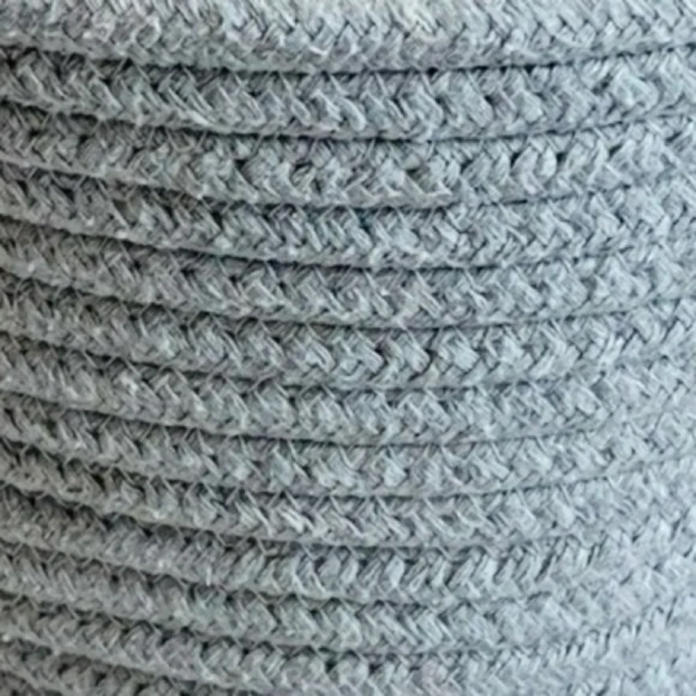 Small Round Rope Storage Basket w/ Handles Light Grey 9